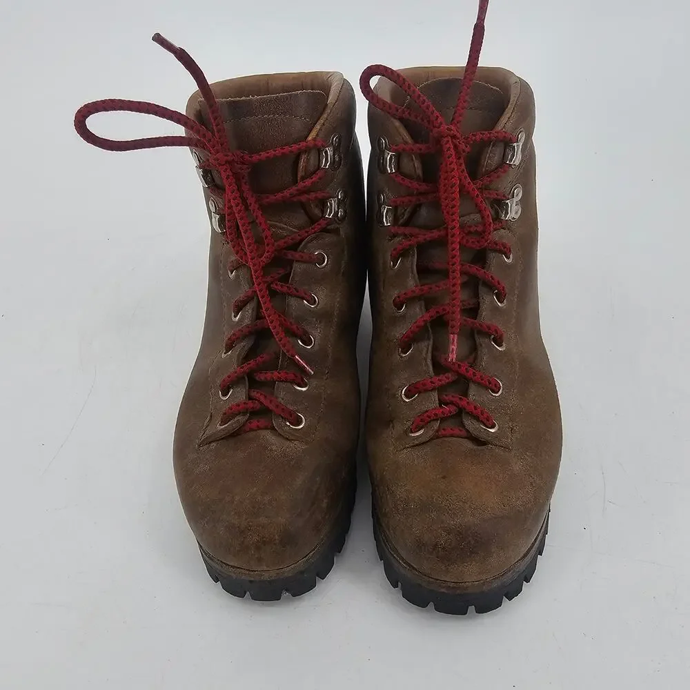 Vintage Vasque Hiking Boots Brown Leather Mens Size 7.5 Womens 9 Made In Italy
